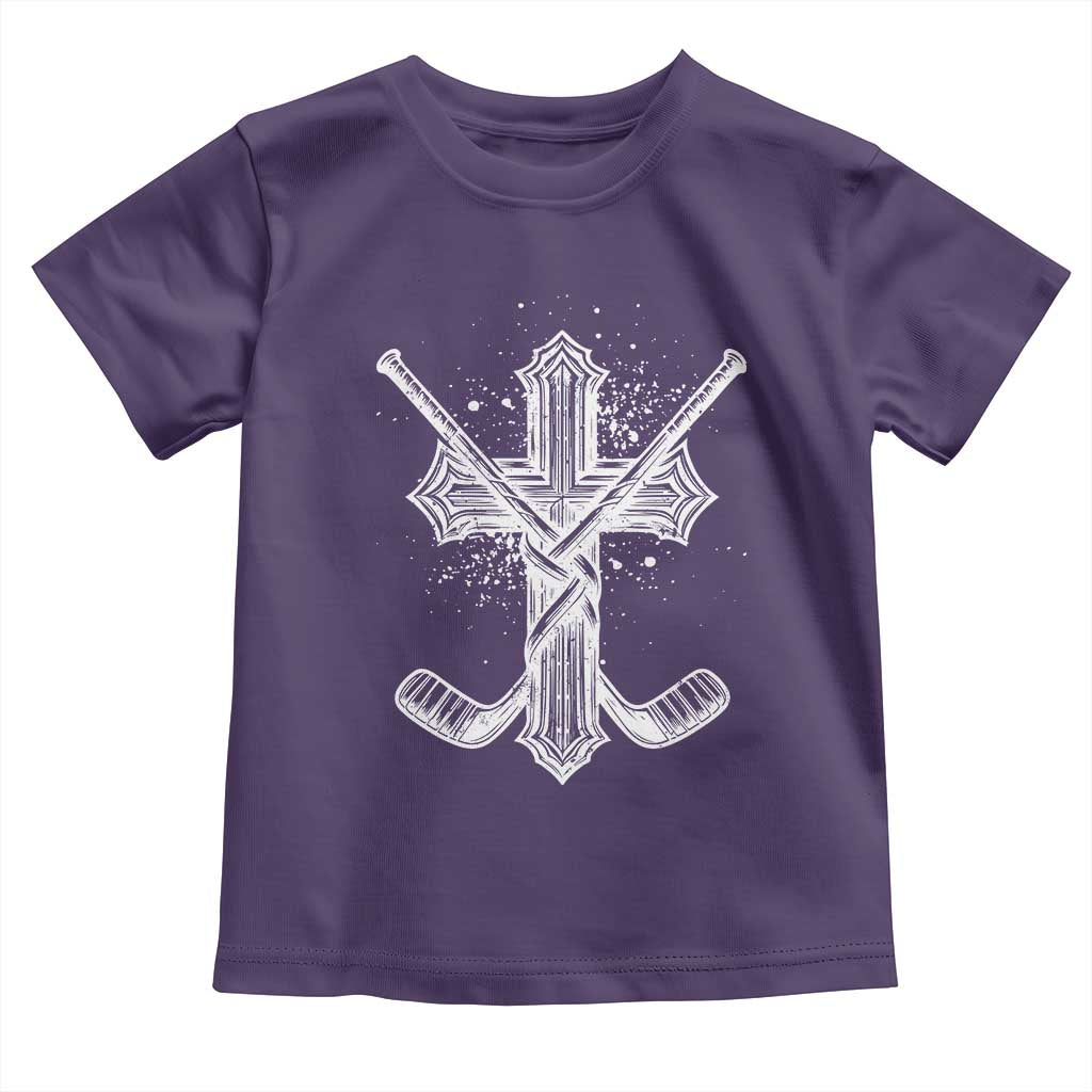 Faith Family Hockey Cross Toddler T Shirt Religious Ice Hockey Lover Gift TS12 Purple Print Your Wear
