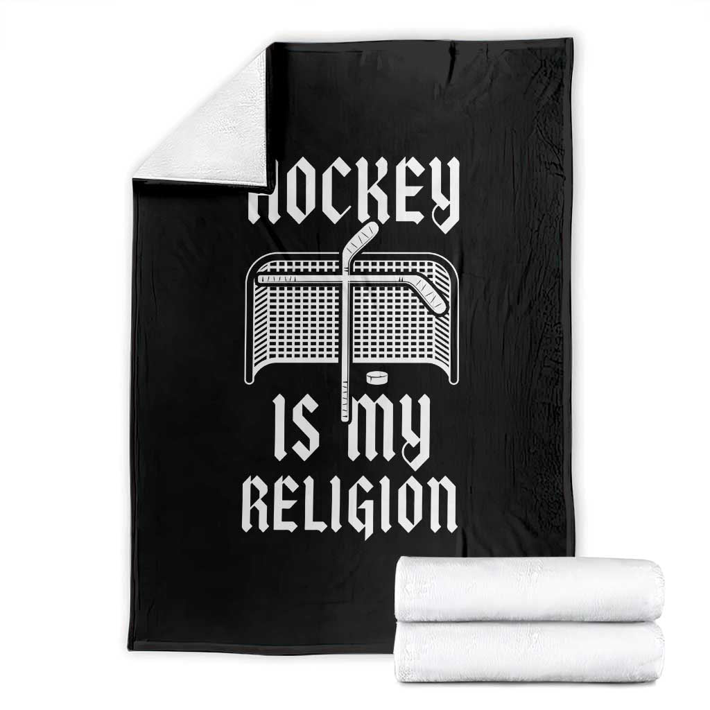 Hockey Is My Religion Throw Blanket Funny Christian Goalie Gift TS12 Black Print Your Wear
