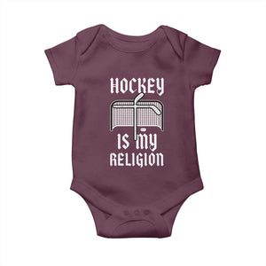 Hockey Is My Religion Baby Onesie Funny Christian Goalie Gift TS12 Maroon Print Your Wear