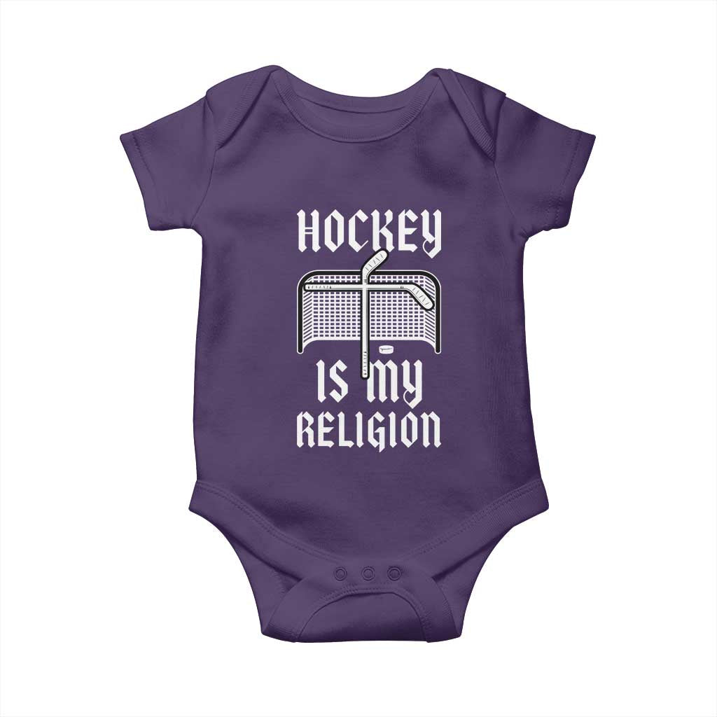 Hockey Is My Religion Baby Onesie Funny Christian Goalie Gift TS12 Purple Print Your Wear