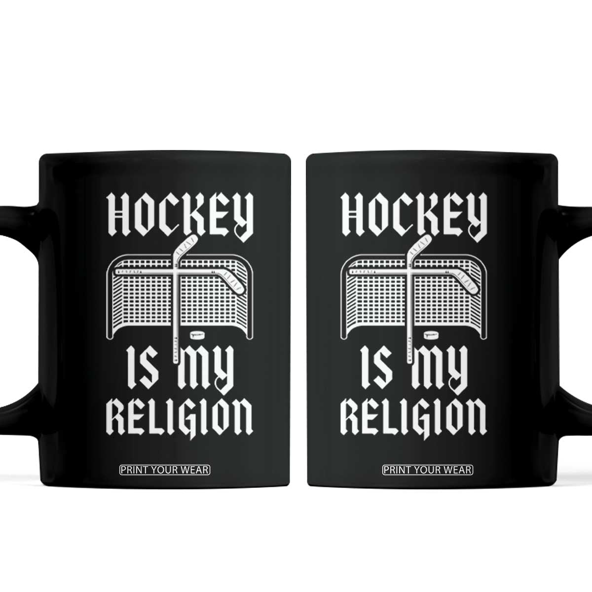 Hockey Is My Religion Coffee Mug Funny Christian Goalie Gift TS12 Black Print Your Wear