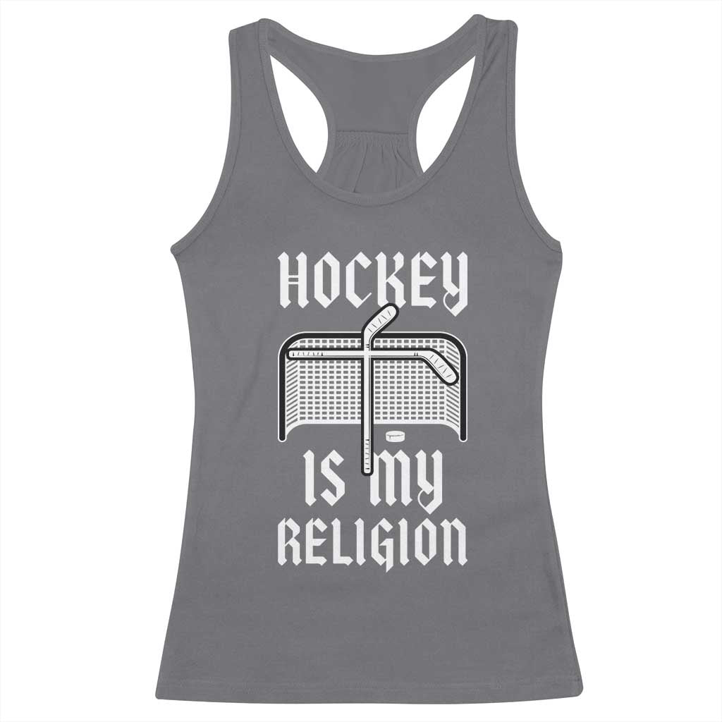 Hockey Is My Religion Racerback Tank Top Funny Christian Goalie Gift TS12 Charcoal Print Your Wear