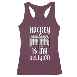 Hockey Is My Religion Racerback Tank Top Funny Christian Goalie Gift TS12 Maroon Print Your Wear