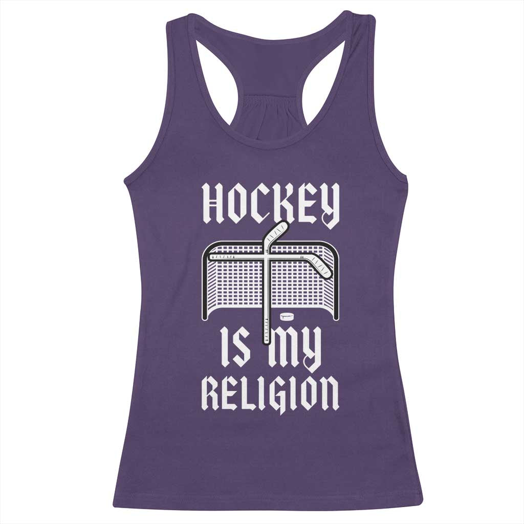 Hockey Is My Religion Racerback Tank Top Funny Christian Goalie Gift TS12 Purple Print Your Wear