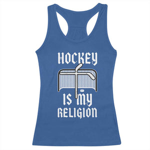 Hockey Is My Religion Racerback Tank Top Funny Christian Goalie Gift TS12 Royal Blue Print Your Wear