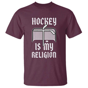 Hockey Is My Religion T Shirt Funny Christian Goalie Gift TS12 Maroon Print Your Wear