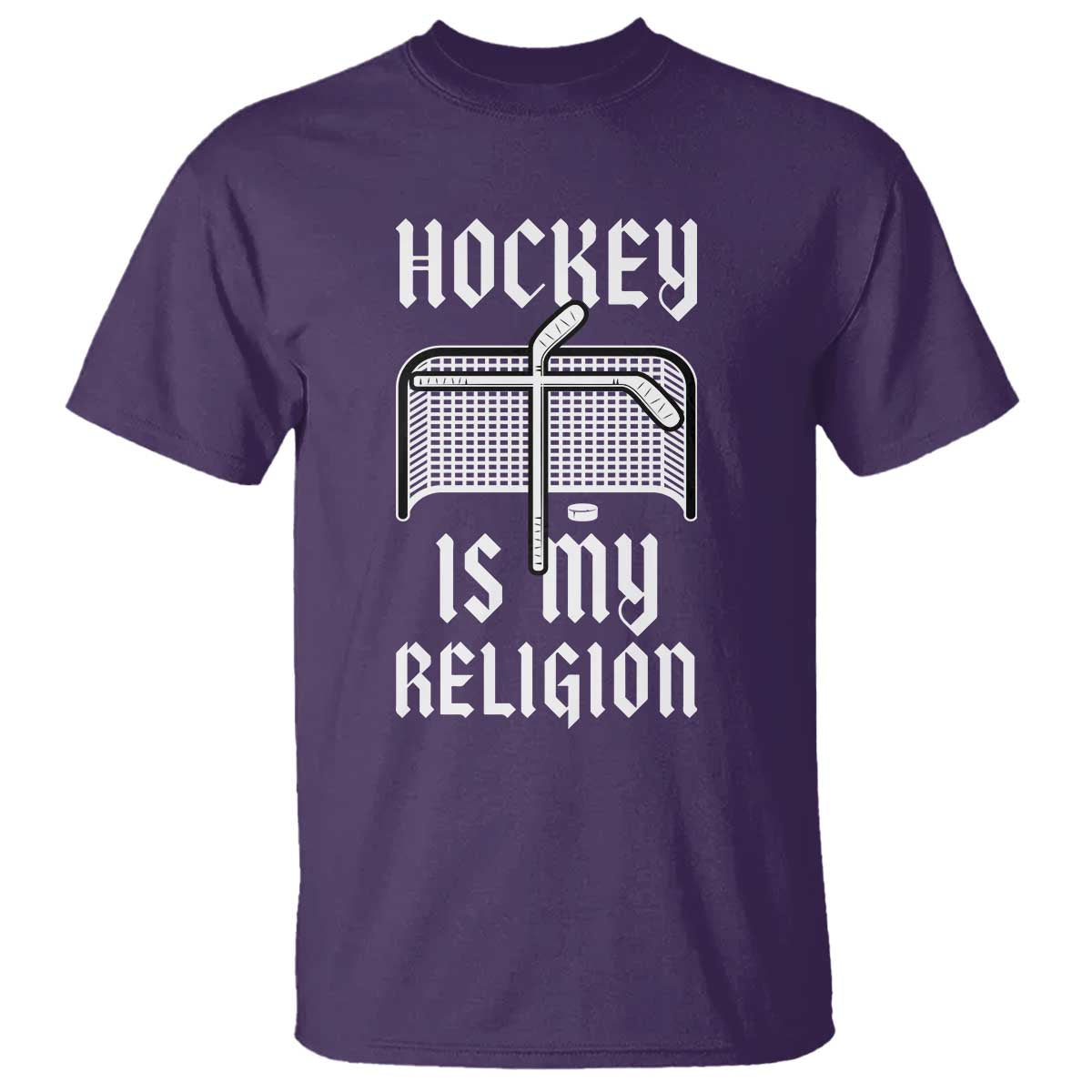 Hockey Is My Religion T Shirt Funny Christian Goalie Gift TS12 Purple Print Your Wear