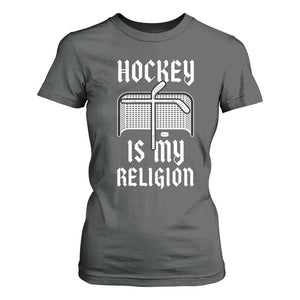 Hockey Is My Religion T Shirt For Women Funny Christian Goalie Gift TS12 Dark Heather Print Your Wear