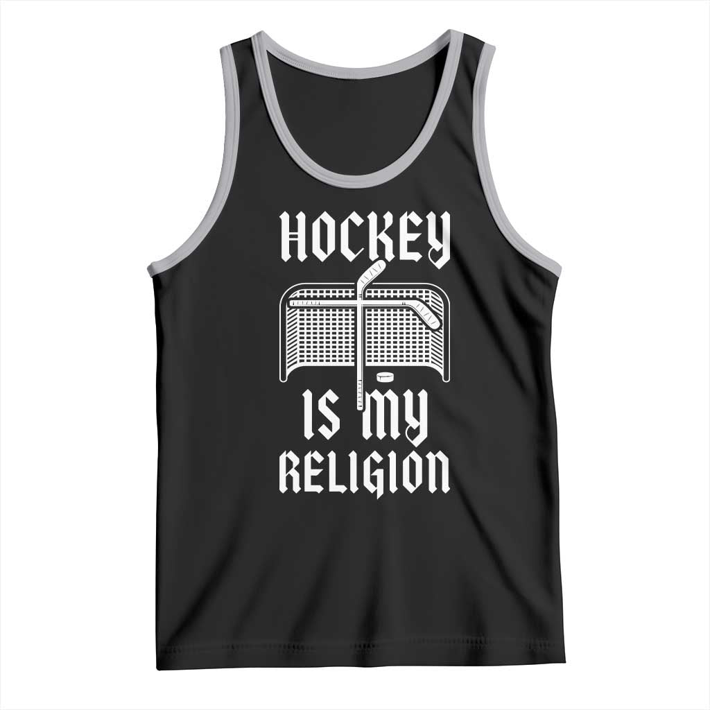 Hockey Is My Religion Tank Top Funny Christian Goalie Gift TS12 Black Athletic Heather Print Your Wear