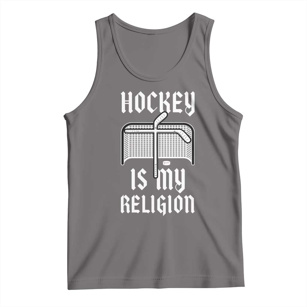 Hockey Is My Religion Tank Top Funny Christian Goalie Gift TS12 Deep Heather Print Your Wear