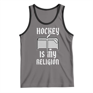 Hockey Is My Religion Tank Top Funny Christian Goalie Gift TS12 Deep Heather Black Print Your Wear
