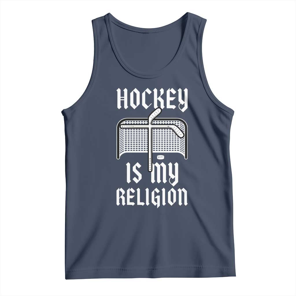Hockey Is My Religion Tank Top Funny Christian Goalie Gift TS12 Navy Print Your Wear