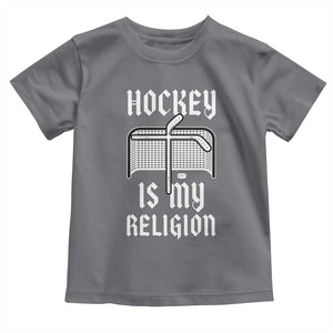 Hockey Is My Religion Toddler T Shirt Funny Christian Goalie Gift TS12 Charcoal Print Your Wear