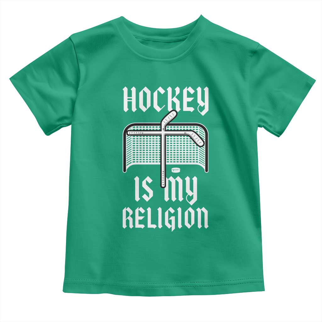 Hockey Is My Religion Toddler T Shirt Funny Christian Goalie Gift TS12 Irish Green Print Your Wear