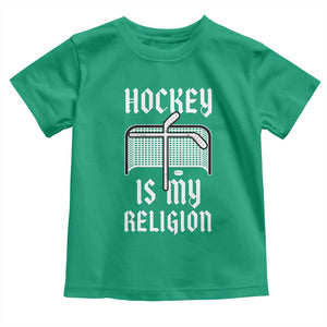 Hockey Is My Religion Toddler T Shirt Funny Christian Goalie Gift TS12 Irish Green Print Your Wear