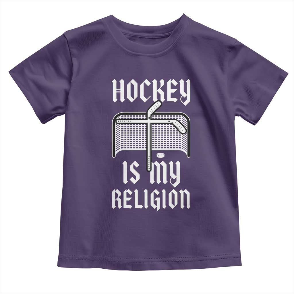 Hockey Is My Religion Toddler T Shirt Funny Christian Goalie Gift TS12 Purple Print Your Wear