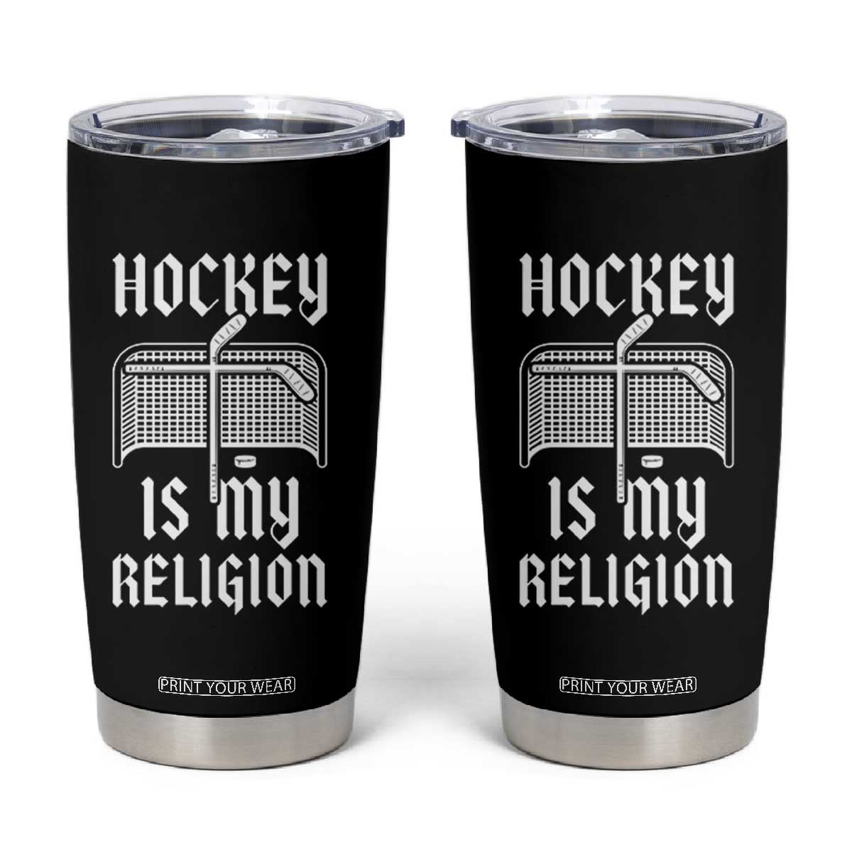 Hockey Is My Religion Tumbler Cup Funny Christian Goalie Gift TS12 Black Print Your Wear