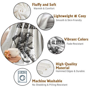 Funny Christian Ice Hockey Lover Gift Throw Blanket He Is Rizzin TS12 Print Your Wear