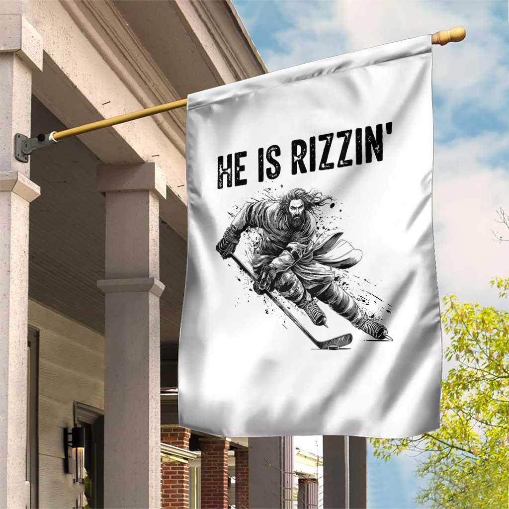Funny Christian Ice Hockey Lover Gift Garden Flag He Is Rizzin TS12 Print Your Wear