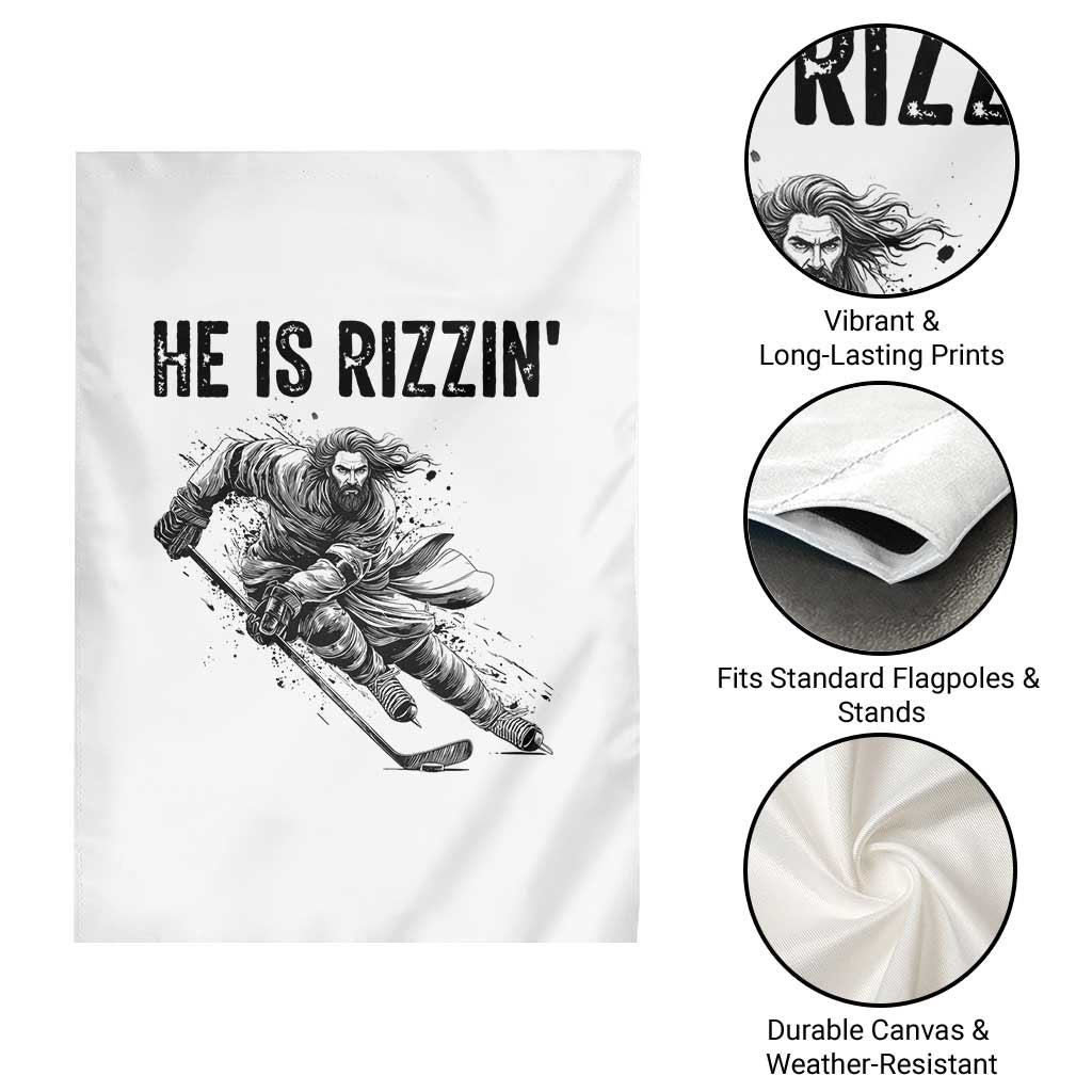 Funny Christian Ice Hockey Lover Gift Garden Flag He Is Rizzin TS12 Print Your Wear