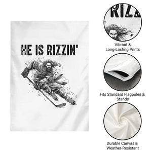 Funny Christian Ice Hockey Lover Gift Garden Flag He Is Rizzin TS12 Print Your Wear