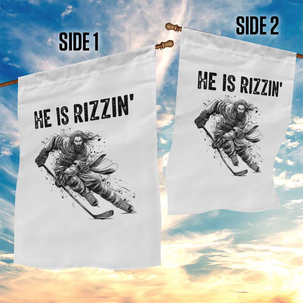 Funny Christian Ice Hockey Lover Gift Garden Flag He Is Rizzin TS12 Print Your Wear