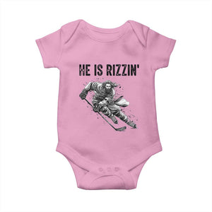 Funny Christian Ice Hockey Lover Gift Baby Onesie He Is Rizzin TS12 Light Pink Print Your Wear