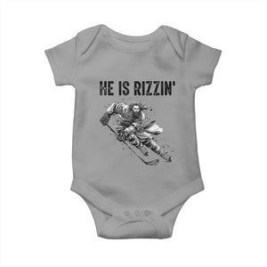 Funny Christian Ice Hockey Lover Gift Baby Onesie He Is Rizzin TS12 Sport Gray Print Your Wear
