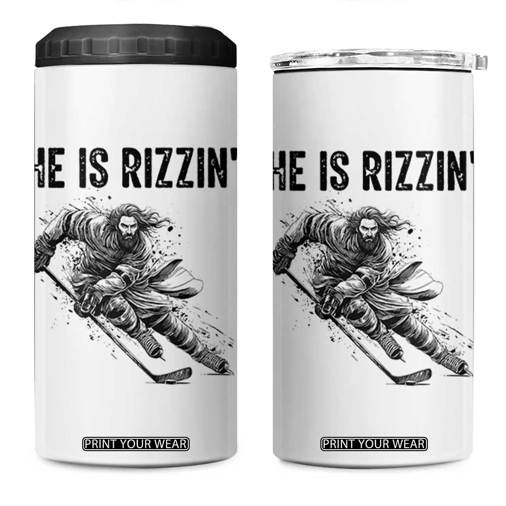 Funny Christian Ice Hockey Lover Gift 4 in 1 Can Cooler Tumbler He Is Rizzin TS12 One Size: 16 oz White Print Your Wear