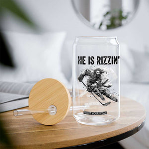 Funny Christian Ice Hockey Lover Gift Glass Can He Is Rizzin TS12 Print Your Wear