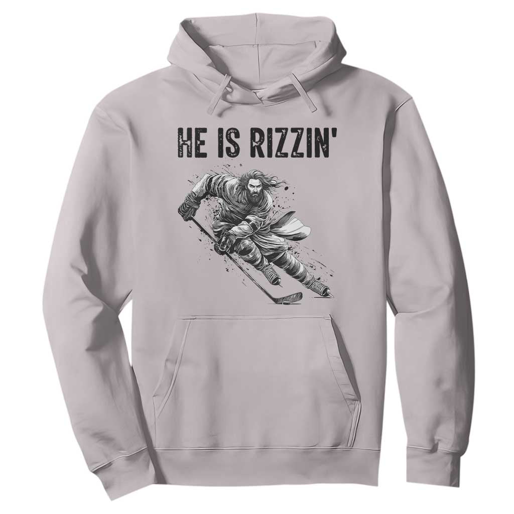 Funny Christian Ice Hockey Lover Gift Hoodie He Is Rizzin TS12 Ice Gray Print Your Wear