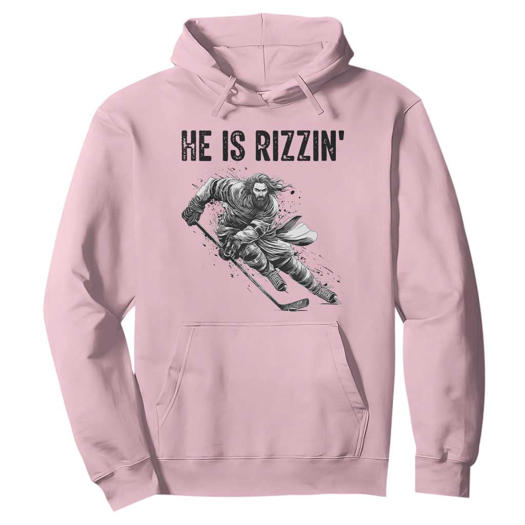 Funny Christian Ice Hockey Lover Gift Hoodie He Is Rizzin TS12 Light Pink Print Your Wear