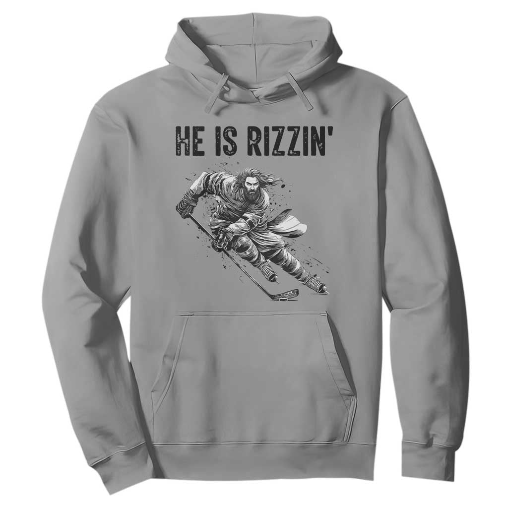 Funny Christian Ice Hockey Lover Gift Hoodie He Is Rizzin TS12 Sport Gray Print Your Wear
