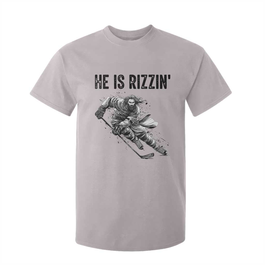 Funny Christian Ice Hockey Lover Gift T Shirt For Kid He Is Rizzin TS12 Ice Gray Print Your Wear