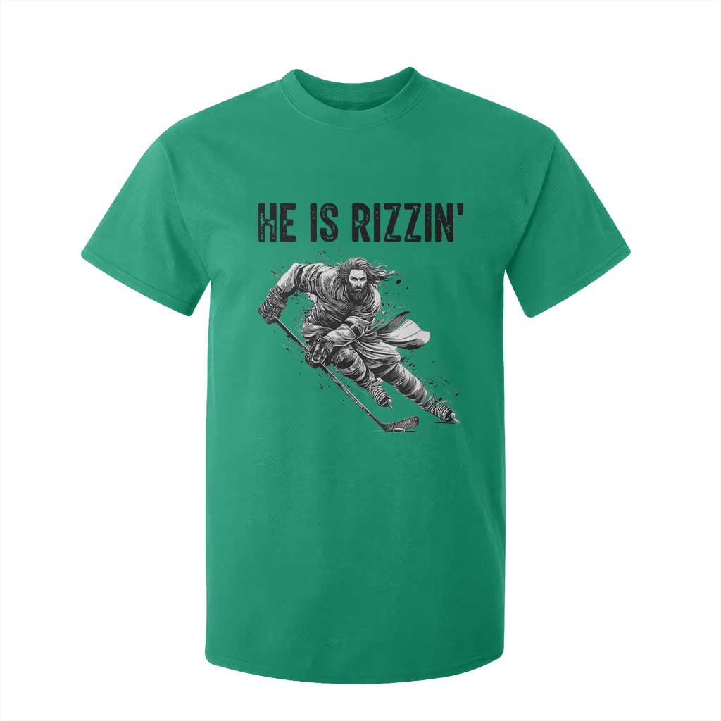 Funny Christian Ice Hockey Lover Gift T Shirt For Kid He Is Rizzin TS12 Irish Green Print Your Wear