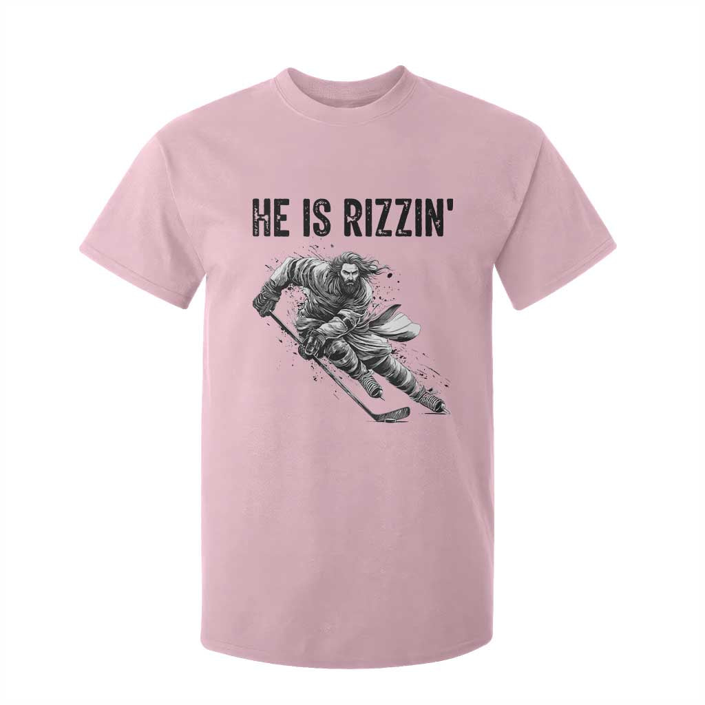 Funny Christian Ice Hockey Lover Gift T Shirt For Kid He Is Rizzin TS12 Light Pink Print Your Wear