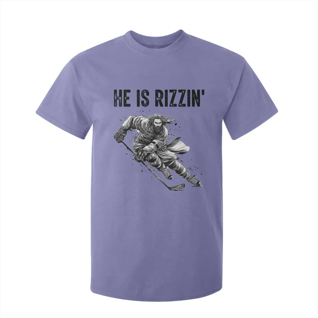 Funny Christian Ice Hockey Lover Gift T Shirt For Kid He Is Rizzin TS12 Violet Print Your Wear