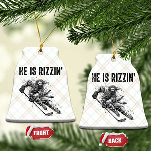 Funny Christian Ice Hockey Lover Gift Ceramic Ornament He Is Rizzin TS12 Print Your Wear
