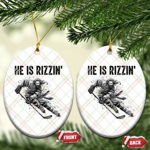 Funny Christian Ice Hockey Lover Gift Ceramic Ornament He Is Rizzin TS12 Print Your Wear