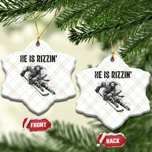 Funny Christian Ice Hockey Lover Gift Ceramic Ornament He Is Rizzin TS12 Print Your Wear
