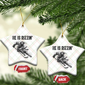 Funny Christian Ice Hockey Lover Gift Ceramic Ornament He Is Rizzin TS12 Print Your Wear