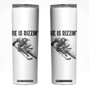 Funny Christian Ice Hockey Lover Gift Skinny Tumbler He Is Rizzin TS12 White Print Your Wear