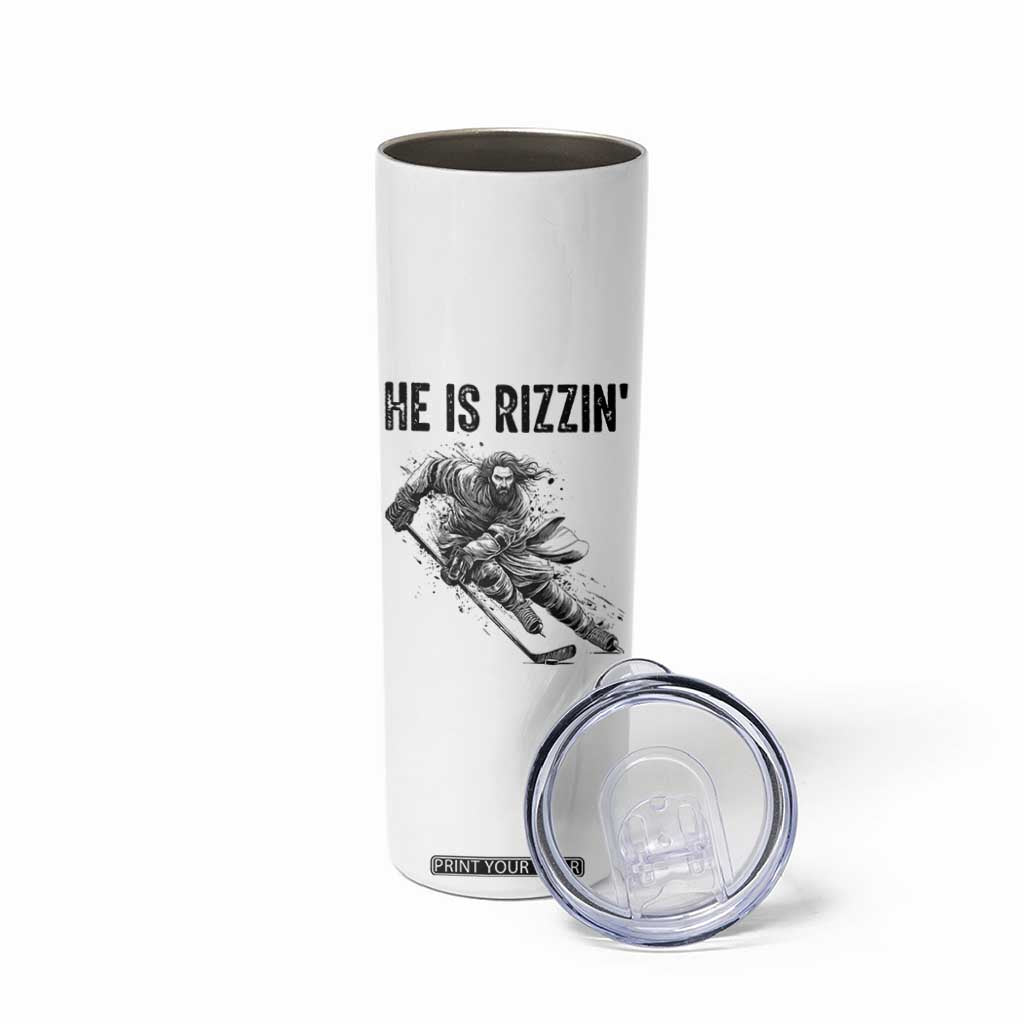 Funny Christian Ice Hockey Lover Gift Skinny Tumbler He Is Rizzin TS12 Print Your Wear