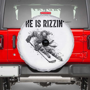 Funny Christian Ice Hockey Lover Gift Spare Tire Cover He Is Rizzin TS12 White Print Your Wear