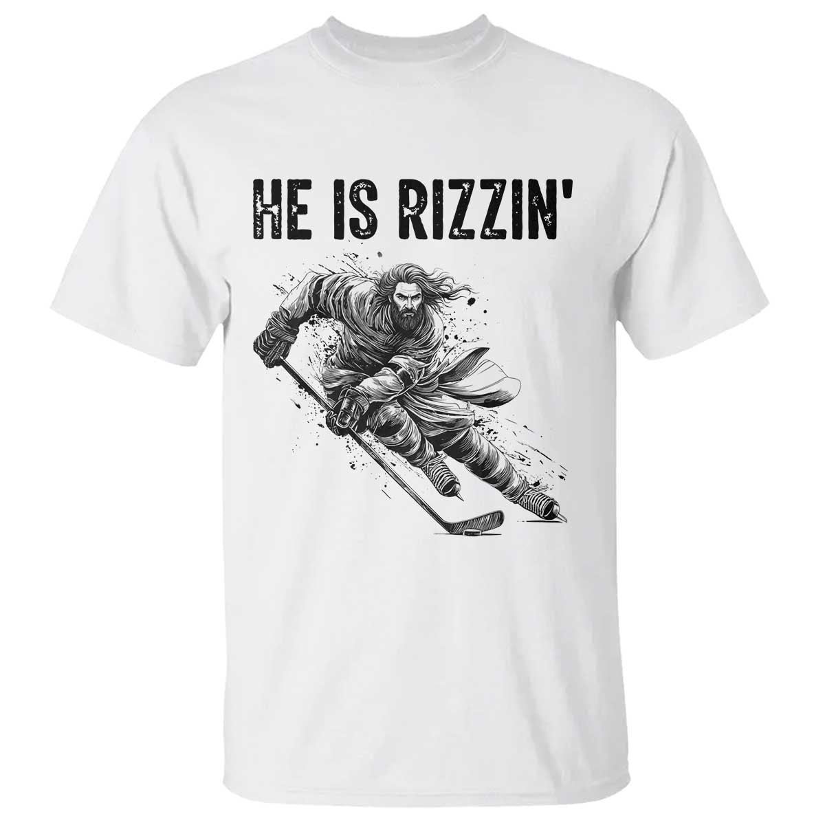 Funny Christian Ice Hockey Lover Gift T Shirt He Is Rizzin TS12 White Print Your Wear