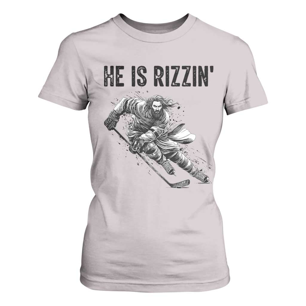 Funny Christian Ice Hockey Lover Gift T Shirt For Women He Is Rizzin TS12 Ice Gray Print Your Wear