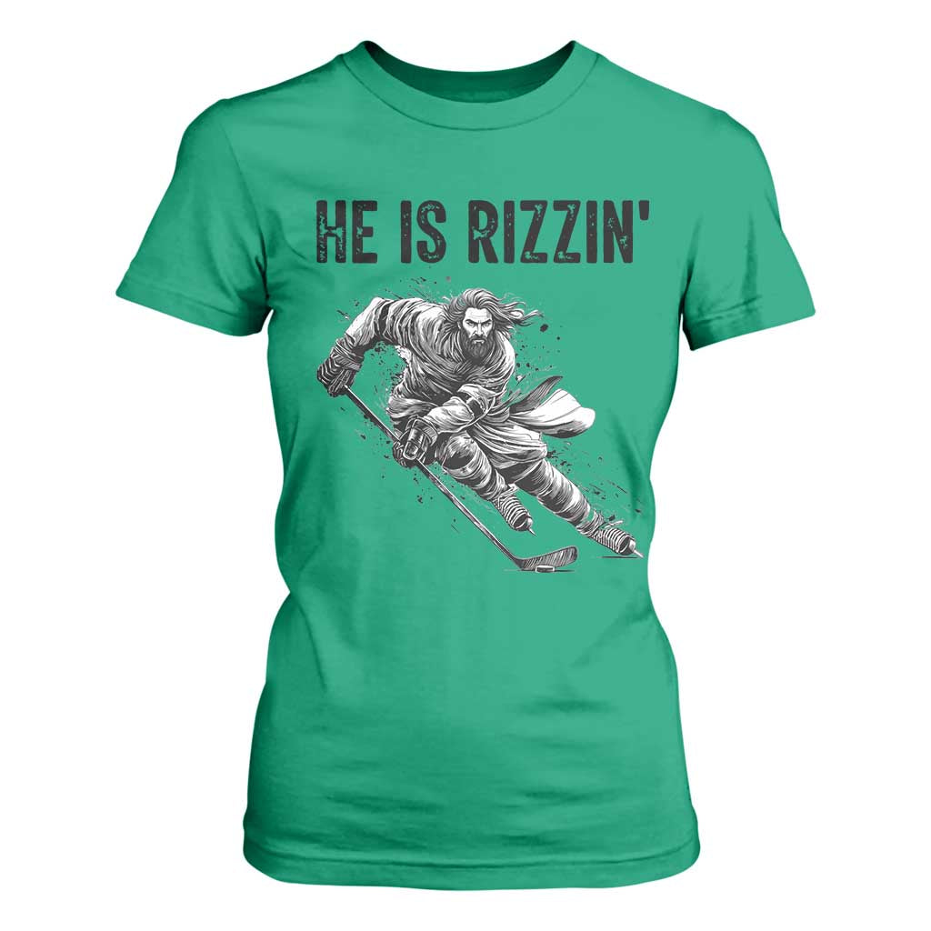 Funny Christian Ice Hockey Lover Gift T Shirt For Women He Is Rizzin TS12 Irish Green Print Your Wear