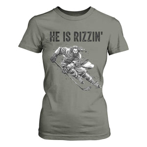 Funny Christian Ice Hockey Lover Gift T Shirt For Women He Is Rizzin TS12 Military Green Print Your Wear