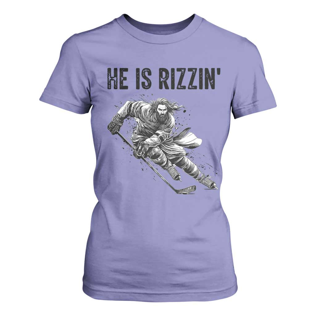Funny Christian Ice Hockey Lover Gift T Shirt For Women He Is Rizzin TS12 Violet Print Your Wear