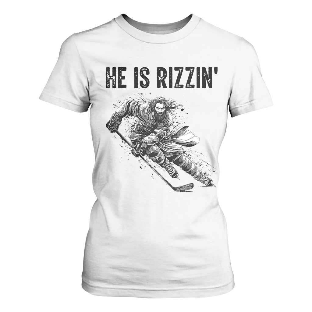Funny Christian Ice Hockey Lover Gift T Shirt For Women He Is Rizzin TS12 White Print Your Wear
